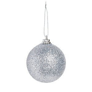Bola de Árvore de Natal c/ Glitter - 5 cm - “Glitter Prata” - Cromus Natal - 6 unidades