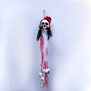Enfeite de Halloween - Caveiras com Pano Vermelho - 1 unidade - Rizzo