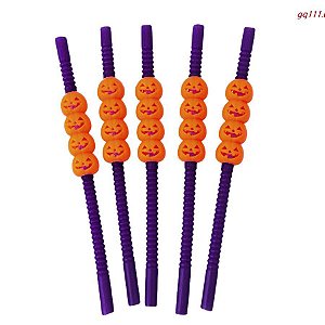 Canudo Roxo com Enfeite de Abóbora - 5 unidades - Rizzo