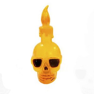 Caveira Vela - Laranja - Led Decorativo - 1 unidade - Rizzo