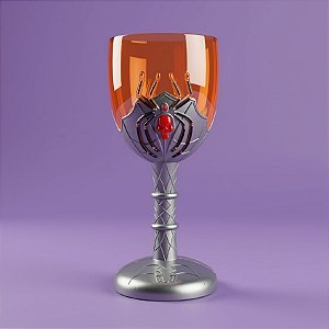 Taça Halloween - Laranja com Cinza - Caveira com Aranha - 250ml - 1 unidade - Rizzo