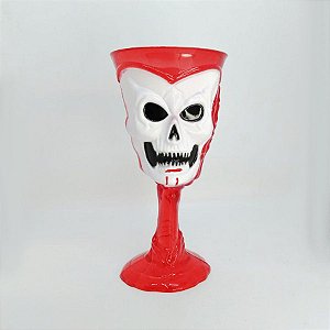 Taça Halloween - Metade Branca com Vermelho - Caveira - 250ml - 1 unidade - Rizzo