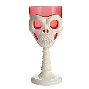 Taça Halloween - Branca com Vermelho - Caveira - 250ml - 1 unidade - Rizzo