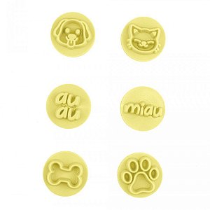 Kit Carimbos - Pets - Amarelo - 2cm - 7 unidades - BlueStar - Rizzo