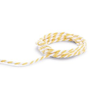 Cordão Decorativo com Listras - Amarelo/Branco - 3 cm x 500 cm - 1 unidade - Cromus - Rizzo Balões