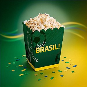 Caixa para Pipoca - Brasil Copa do Mundo - 9x5,5x5,5cm - 10 unidades - Cromus
