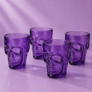 Copo de Shot Halloween - Caveira Roxo - 55ml - 4 unidades - Rizzo
