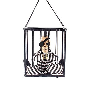 Decoração de Halloween Esqueleto Prisioneiro Com Tapa Olho com Movimento - 1 unidade - Rizzo