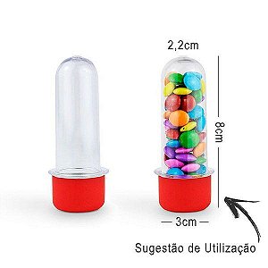 Mini Tubete Lembrancinha 8cm 10 unidades - Vermelho - Rizzo Embalagens e Festas
