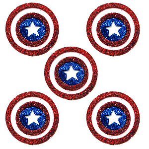 Aplique Gliter Vingadores Capitão América - 06x05 - Ref.331004 - 6 unidades - Piffer - Rizzo