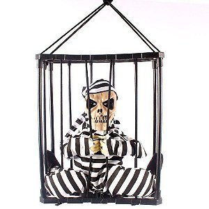 Decoração de Halloween Esqueleto Prisioneiro s/ Tapa Olho com Movimento - 1 unidade - Rizzo