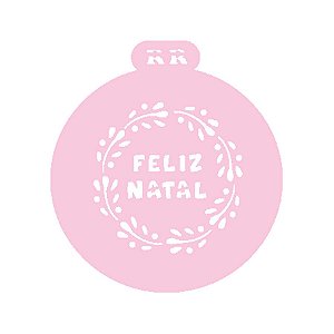 Stencil Redondo de Natal - Frase "Feliz Natal" - Ref. 4039 - 14,5x14,5cm - 1 unidade - RR Cortadores - Rizzo