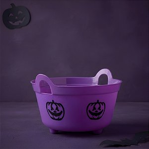 Cesta Plástica - Mini Bowl Roxo - Happy Halloween - 11,5 x 6,5 x 11,5 cm - 1 unidade - Cromus - Rizzo