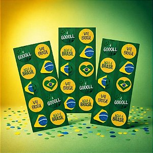 Adesivo Decorativo Redondo - Brasil Copa do Mundo - 30 unidades - Cromus