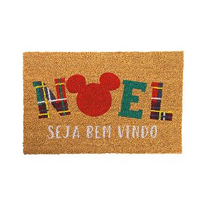 Capacho de Fibra Natural - Noel Mickey - 60x40cm - Natal Disney - 1 unidade - Cromus - Rizzo