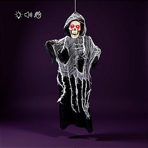 Enfeite Decorativo de Halloween Com Luz,Som e Movimento - Caveira das Trevas - 95cm - 1 unidade - Cromus - Rizzo