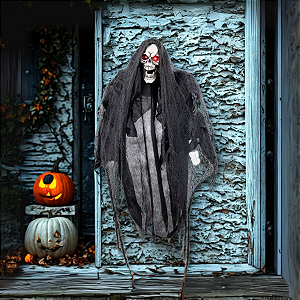 Enfeite Decorativo de Halloween Com Luz e Som - Caveira Gaspar - 79,5x20x20cm - Halloween  1 unidade - Cromus - Rizzo