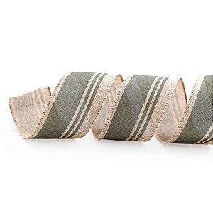 Fita de Juta com Faixa Verde - 6,3cm x 914cm  - 1 unidade - Cromus - Rizzo Balões