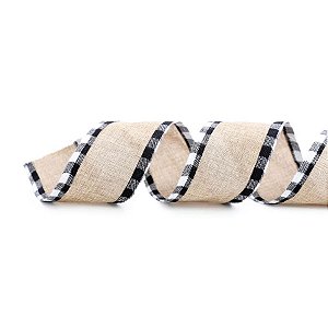 Fita de Juta Bege com Borda Preto e Branco - 1 unidade - Cromus - Rizzo