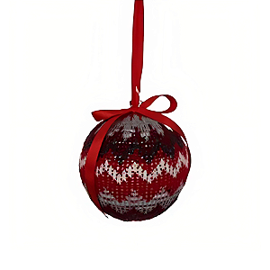 Bola de Natal - Linhas Brancas, Vermelhas e Marrons - 12 Centímetros. - 2 unidades - Rizzo