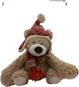 Urso Decorativo de Natal Pardo Sentado - 30 Centímetros - 1 unidade - Rizzo Balões