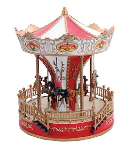 Cenário com Movimento de Carrossel Natalino - 28 Centímetros - Cromus Natal - 1 unidade - Rizzo