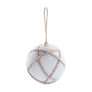 Bolas de Natal Nevada - Branco/Marrom - 8 cm - 6 unidades - Cromus - Rizzo