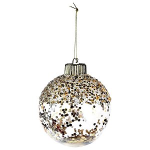 Bolas de Natal Transparente - Confetti Ouro -  10 cm - 4 unidades - Cromus - Rizzo