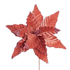 Flor Poinsétia Natal Rose Gold - 46cm  - 1 unidade - Cromus - Rizzo