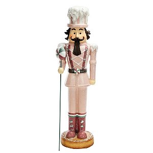 Decoração Soldado de Chumbo Natal Rosa - 41cm  - 1 unidade - Cromus - Rizzo