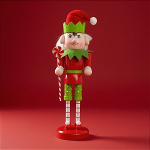 Duende De Madeira - Pirulito - Vermelho e Verde - 38cm - 1 unidade - Rizzo