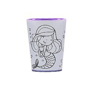 Copo para Colorir Color Cup Sereia - Lilás - 10cm - 1 unidade - Rizzo