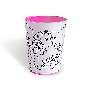 Copo para Colorir Color Cup Unicórnio - Rosa - 10cm - 1 unidade - Rizzo