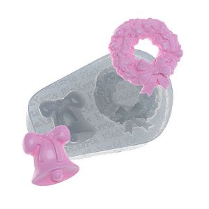 Molde de Silicone Guirlanda e Sino de Natal - 1 unidade - Flexarte - Rizzo Balões