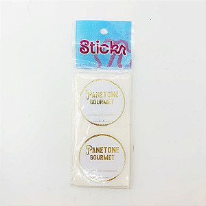 Adesivo Panetone Gourmet - 4,5cm x 4,5cm - Ref.2049 - 50 unidades - Stickr - Rizzo Balões