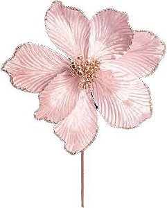 Galho Pick Poinsetia Decorativo - Magnólia Rosa - Cromus Natal - 1 unidade - Rizzo