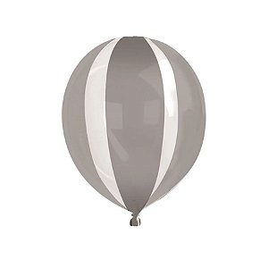 Balão Clear Gota Listras Prata 15" 38cm - 1 unidade - Cromus - Rizzo