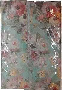 Papel Seda - Azul c/ Estampa Florida - 48 cm x 69 cm - 10 unidades - Cromus - Rizzo