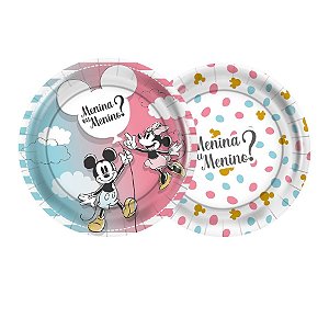 Prato de Papel Chá Revelação Disney - 18cm - 12 unidades - Regina - Rizzo