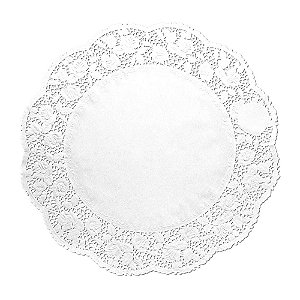 Fundo Rendado de Papel Redondo Branco 14cm - 24 un - Rizzo