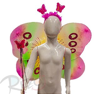 Kit Fantasia Carnaval - Borboleta - Verde/Amarelo - Mod:87 - 01 unidade - Rizzo