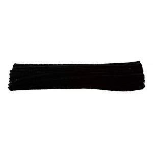 Haste de Chenille 30 cm - Preta - 100 unidades - Artlille