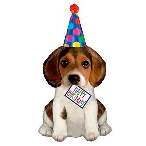 Balão de Festa Microfoil 41'' 104cm - Birthday Puppy - 1 unidade - Grabo - Rizzo