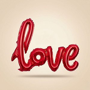 Balão de Festa Metalizado 42" 108cm - "Love" Vermelho - 1 unidade - Rizzo