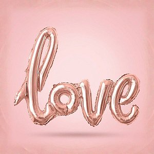 Balão de Festa Metalizado 42" 108cm - "Love" Rose Gold - 1 unidade - Rizzo