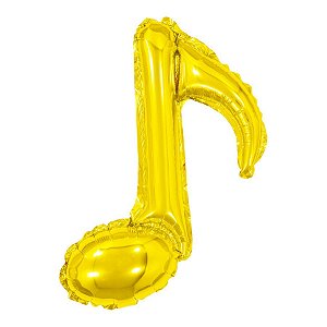 Balão de Festa Metalizado 18" 45cm - Nota Musical Dourado - 1 unidade - Rizzo