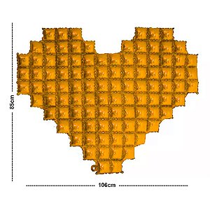 Painel Metalizado tipo Shimmer Wall Coração Inflável - 1,06x85cm - Dourado - 1 unidade - PartiuFesta - Rizzo
