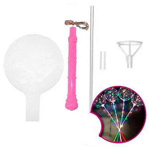 Kit Bubble Rosa com Led Colorido - 18'' - 1 unidade - Rizzo