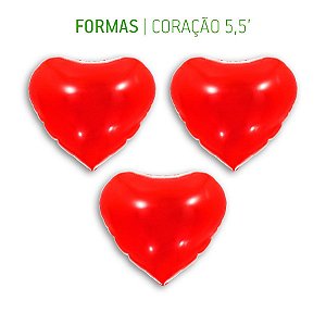Balão de Festa Metalizado 5,5' 14cm - Coração vermelho - 3 unidades - Make + - Rizzo