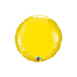 Balão de Festa Microfoil 18" 46cm - Redondo Amarelo Metalizado - 1 unidade - Qualatex Outlet - Rizzo